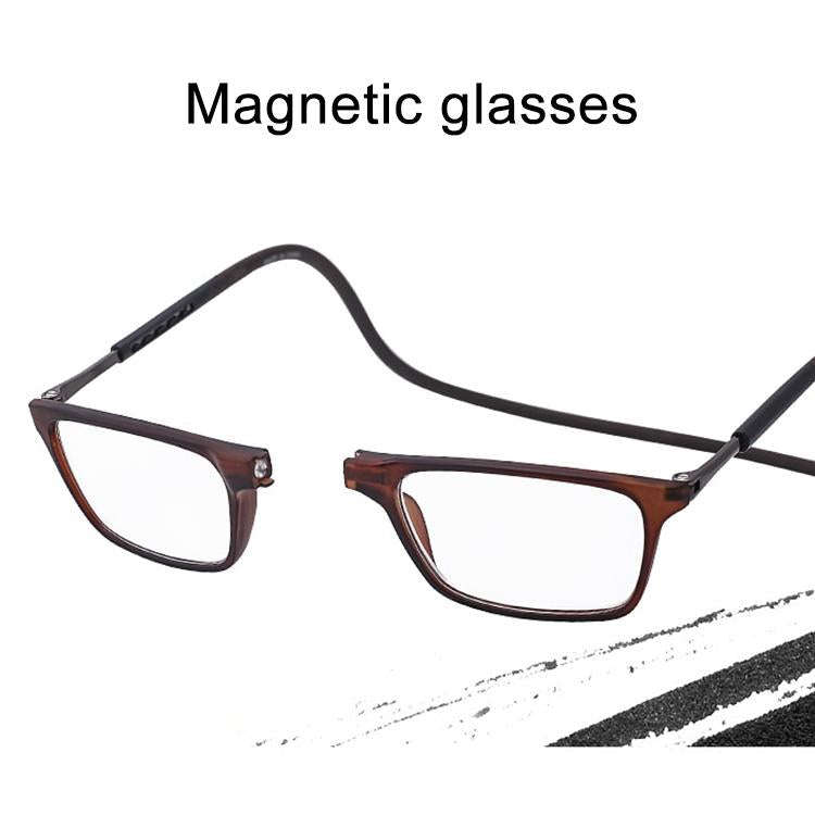 Anti Blue-ray Adjustable Neckband Magnetic Connecting Presbyopic Glasses, +4.00D(Grey)