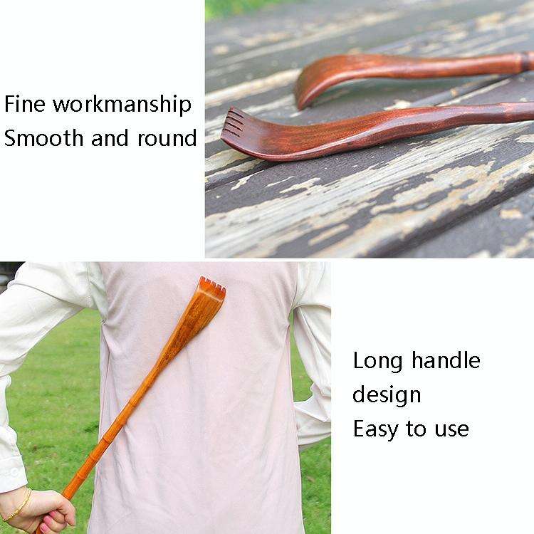 BQR01 Back Scratcher Long Handle Wooden Massage Scratcher, Style: Square Red