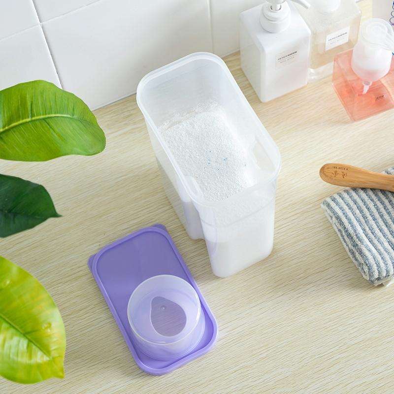3L Household Plastic Transparent Washing Powder Storage Box Storage Container(Blue)