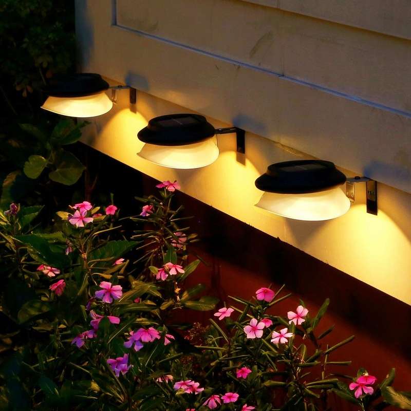 Punch-free Flying Saucer Solar Lamp Outdoor Garden Decoration Wall Lamp(Black Shell Warm Light)
