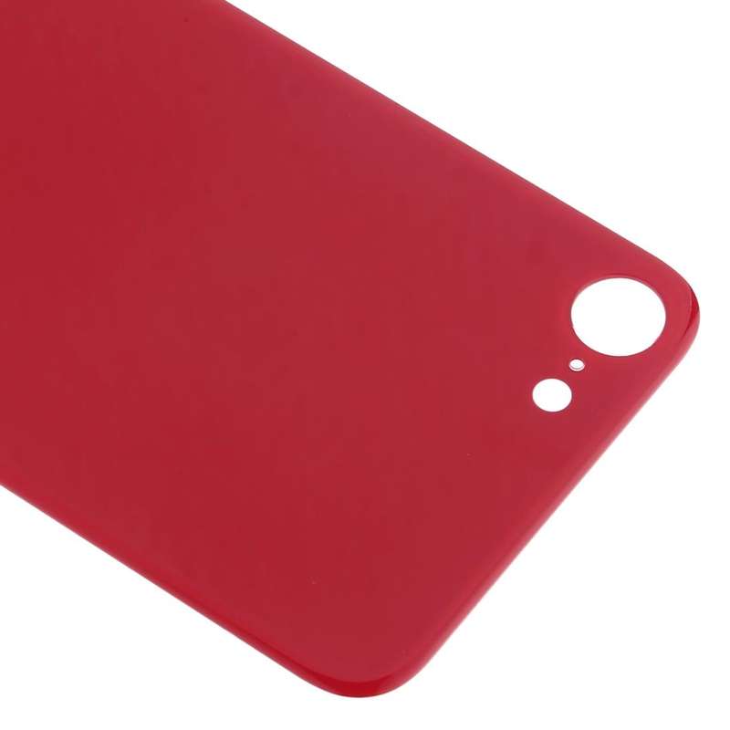 Easy Replacement Big Camera Hole Glass Back Battery Cover with Adhesive for iPhone 8(Red)
