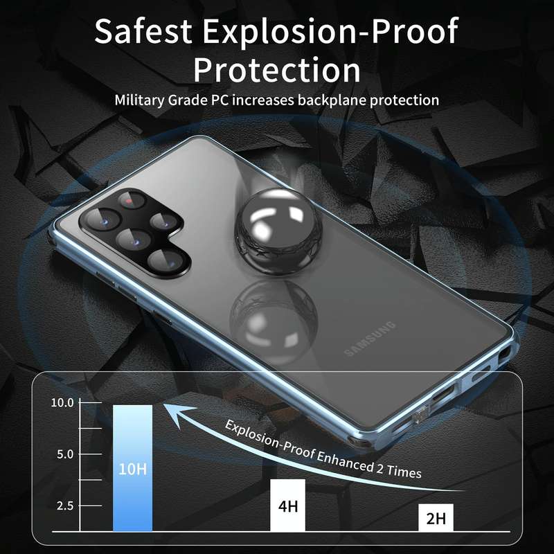 For Samsung Galaxy S23 Ultra 5G Anti-peeping Magnetic Double-sided Tempered Glass Phone Case(Blue)