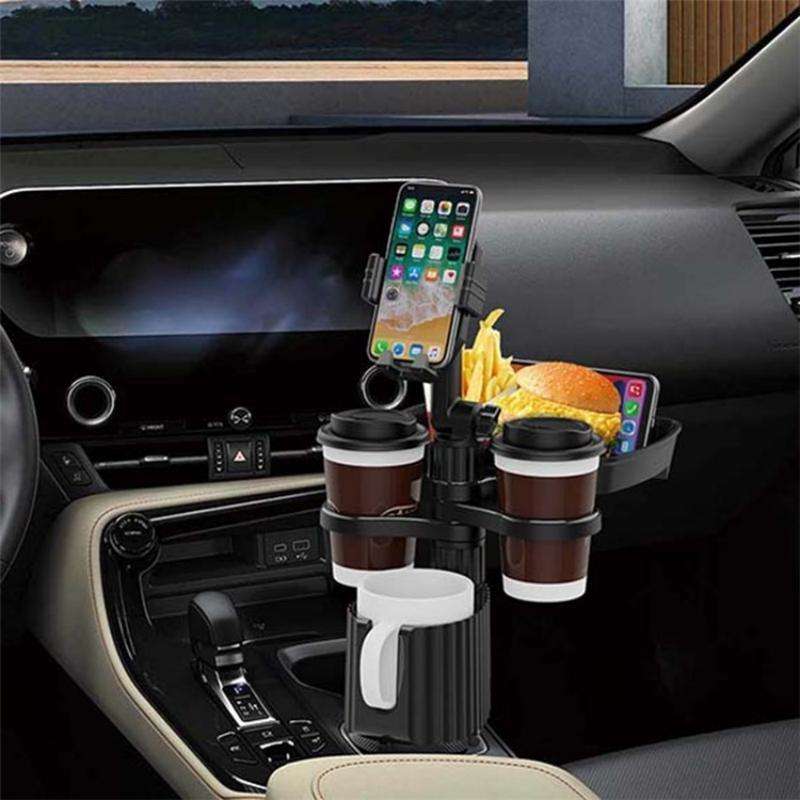 A06 Multifunctional Car Cup Mug Bottle Holder Mobile Phone Mount Stand Food Snack Tray Table(Grey)