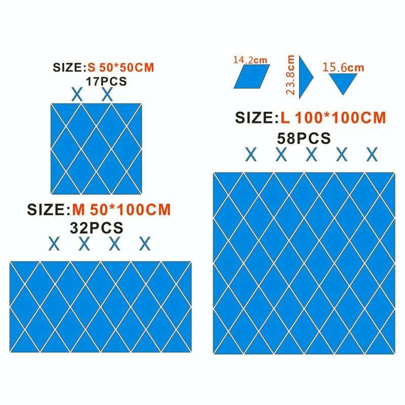 Rhombus Stitching Background Acrylic Mirror Decorative Stickers, Specification: Silver Large