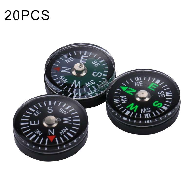 20 PCS 20mm Outdoor Sports Camping Hiking Pointer Guider Plastic Compass Hiker Navigation, Random...
