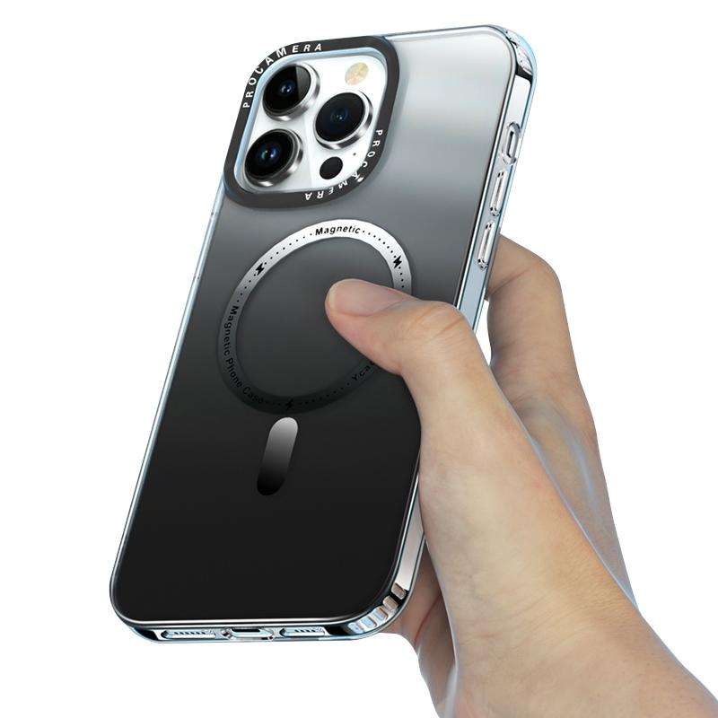 For iPhone 13 Pro Max MagSafe Gradient Phone Case(Black)