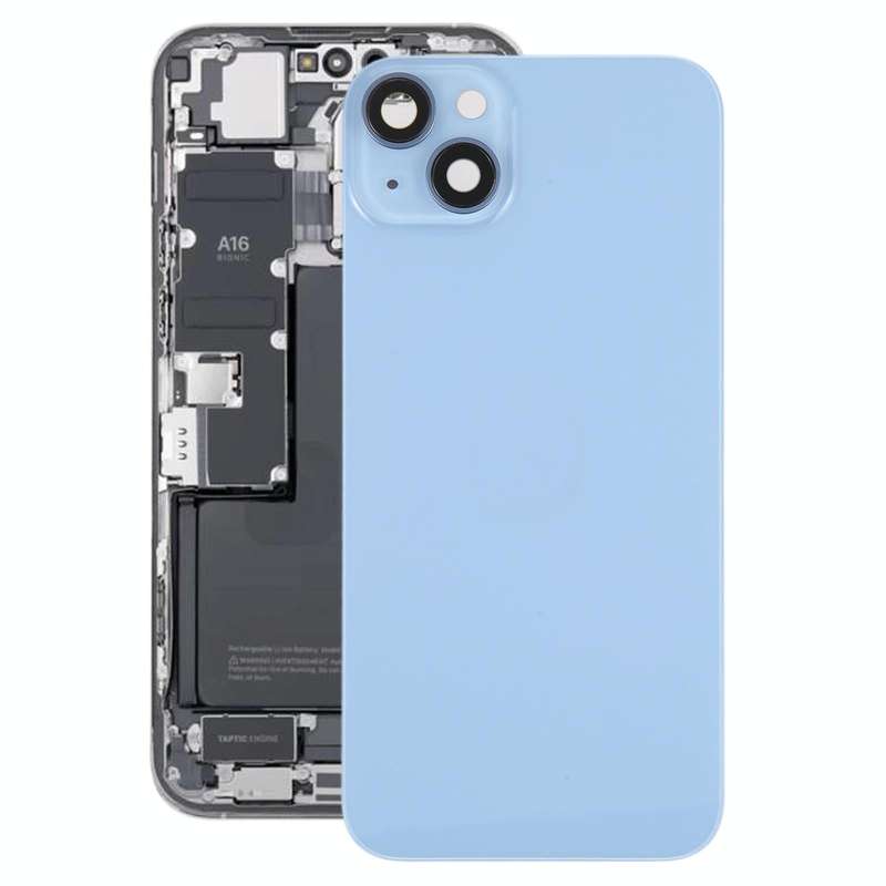 Glass Battery Back Cover with Holder for iPhone 14(Blue)