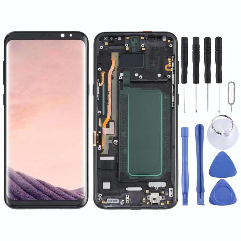 OLED LCD Screen for Samsung Galaxy S8+ SM-G955 Digitizer Full Assembly with Frame (Black)