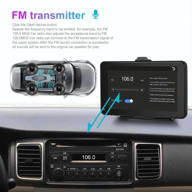 A3135 7 Inches HD Wired Smart Screen With Wireless CarPlay + Android Auto + Android With Camera