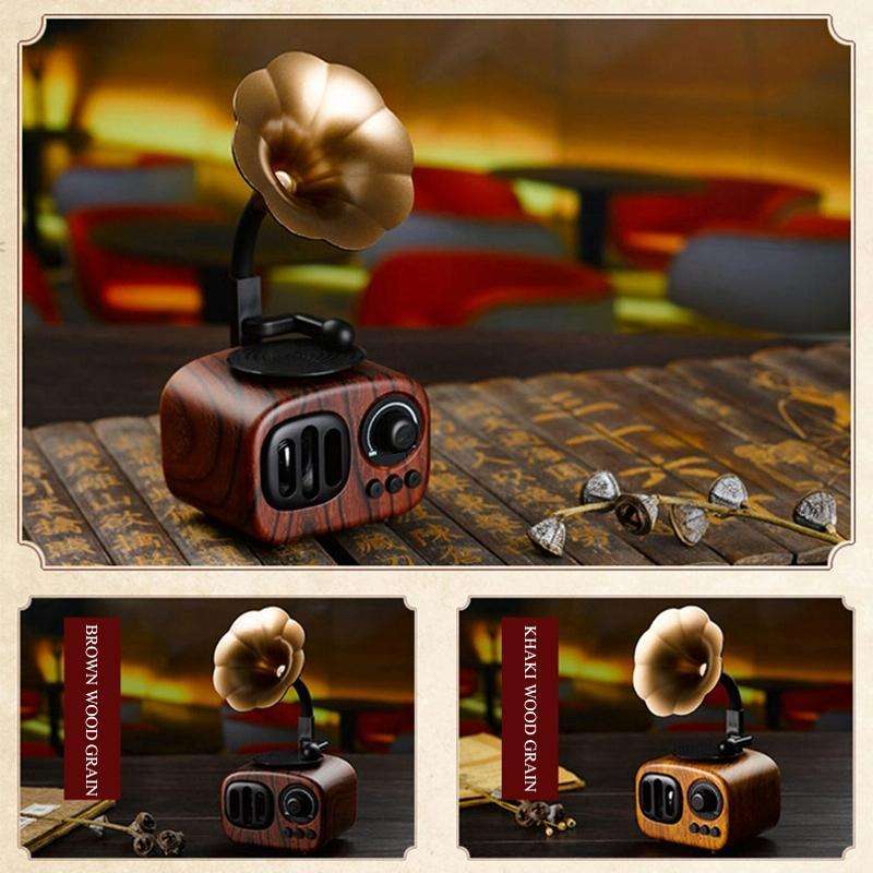 Retro Wood Portable Mini Bluetooth Speaker Wireless Loudspeaker Outdoor Speaker Sound System TF F...