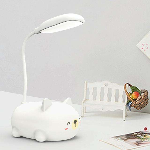 Cartoon Cat Design LED Eye Protection Reading Lamp USB Rechargeable Desk Lamp(White)