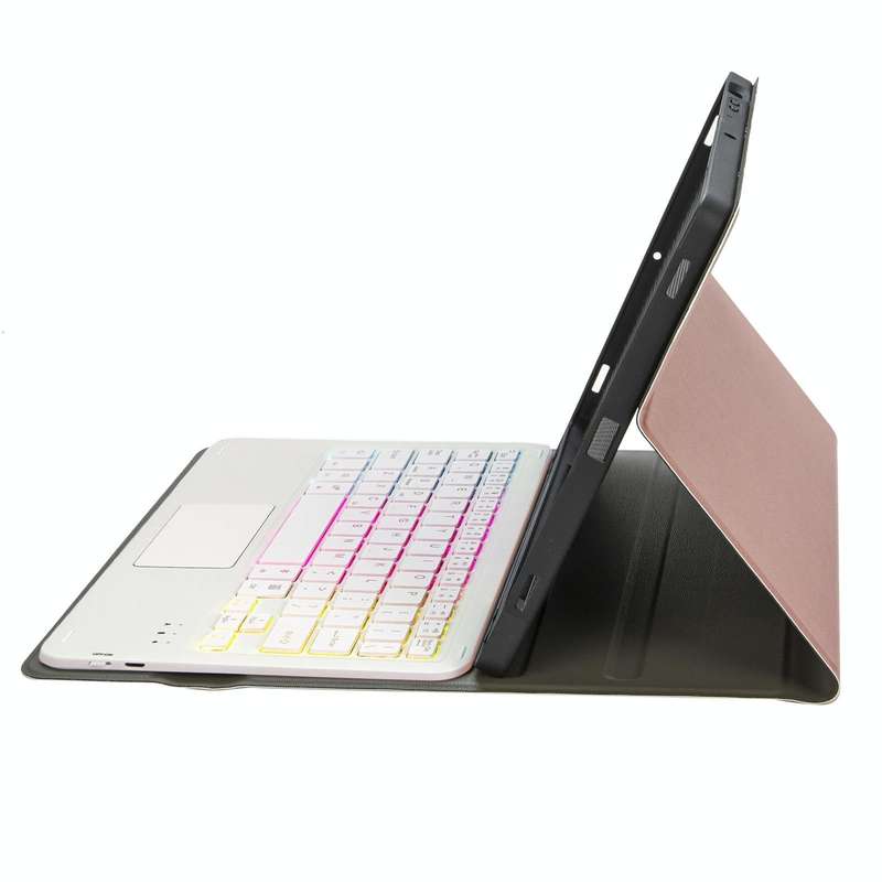 For Samsung Galaxy Tab A8 10.5 (2021) A08B-AS Lambskin Texture Backlight Bluetooth Keyboard Leath...