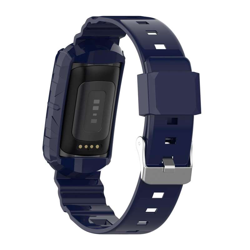 For Fitbit Charge 4 Silicone One Body Armor Watch Band(Navy Blue)