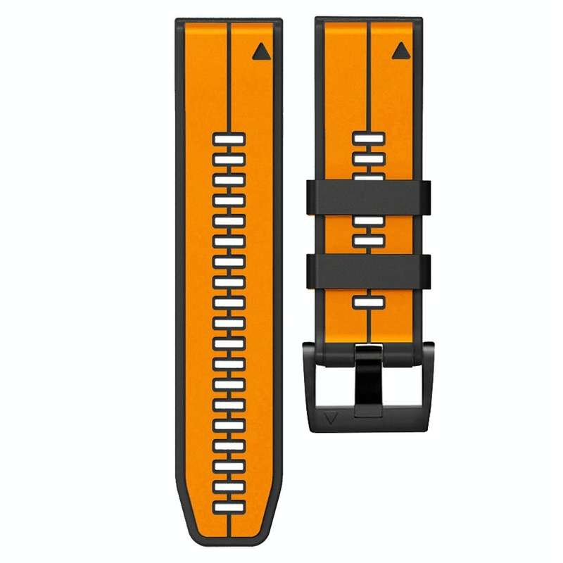 For Garmin Fenix 7X Vertical Stripes Two-color Silicone Watch Band(Orange Black)