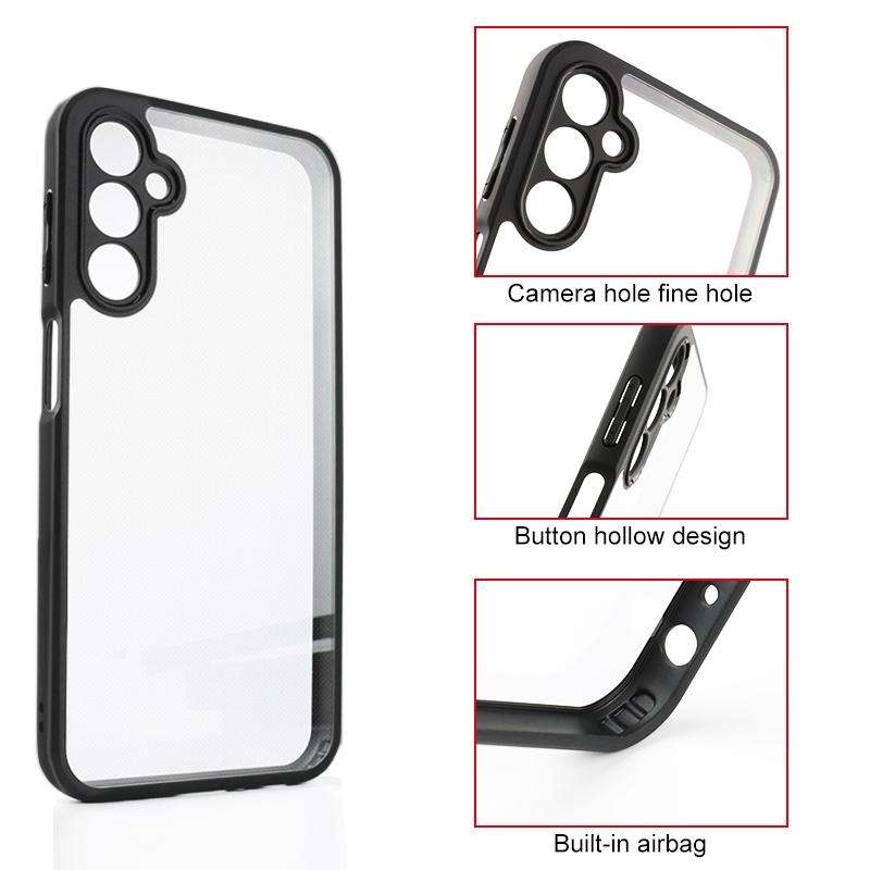 For Samsung Galaxy A24 4G Frosted TPU + Transparent PC Phone Case(Black)