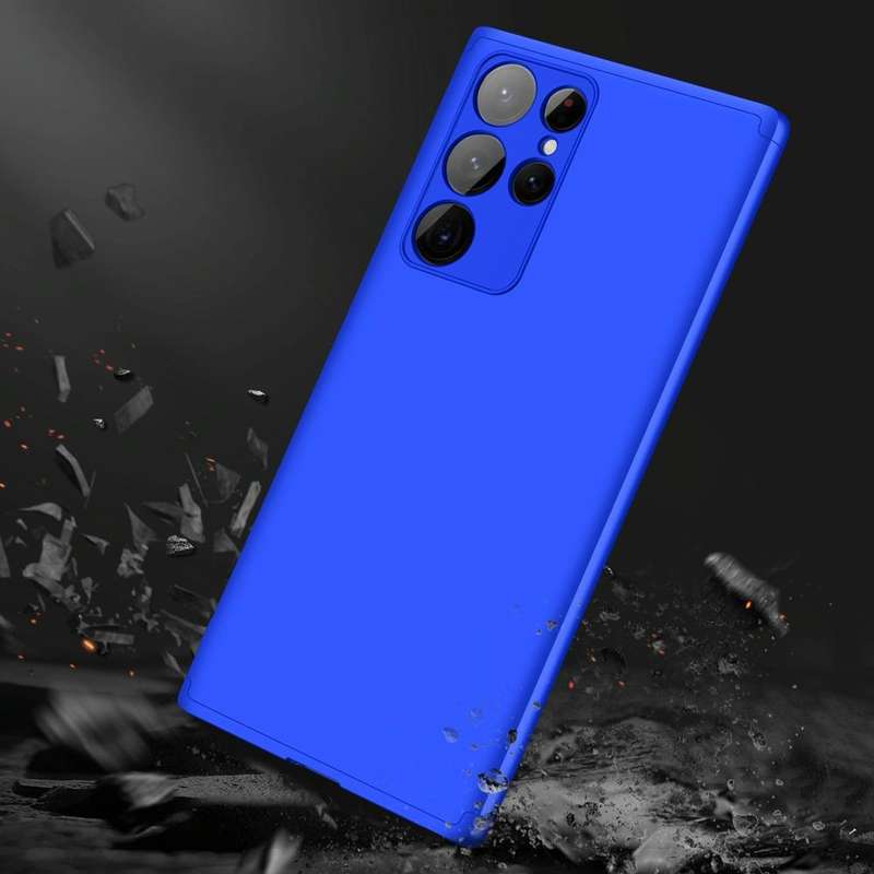 For Samsung Galaxy S22 Ultra 5G GKK Three Stage Splicing PC Phone Case(Blue)
