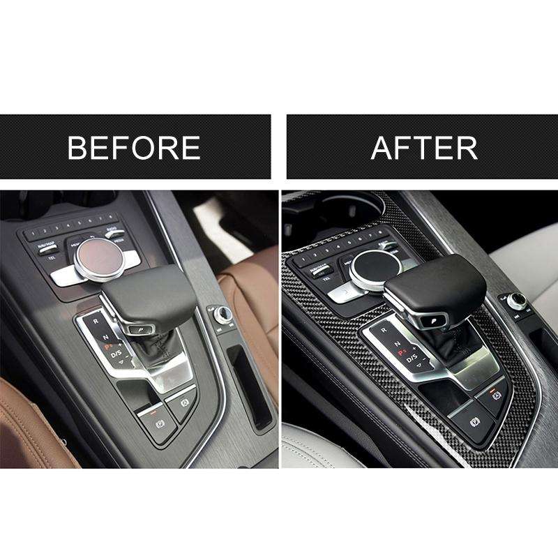 Car Carbon Fiber Gear Position Panel Decorative Sticker for Audi 2017-2018 A4L / 2017-2018 A5 / 2...