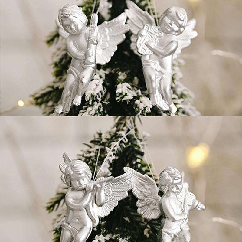 6pcs /Pack Christmas Angel Pendant Decoration Electroplated Semi-Dimensional Hanging Ornament(Sil...