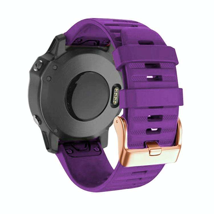 For Garmin Fenix 7S / 6S Pro / 5S Plus 20mm Rose Gold Buckle Quick Release Silicone Watch Band(Pu...