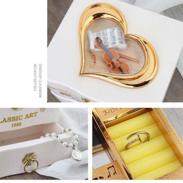 YL2047 Classic Nostalgic Music Box Dancing Girl Clockwork Simulation Eight-toneJewelry Box(White)