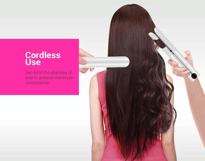 K-SKIN Portable Rechargeable Hair Straightener Curler Cordless Adjustable Temperature Fast Heat C...