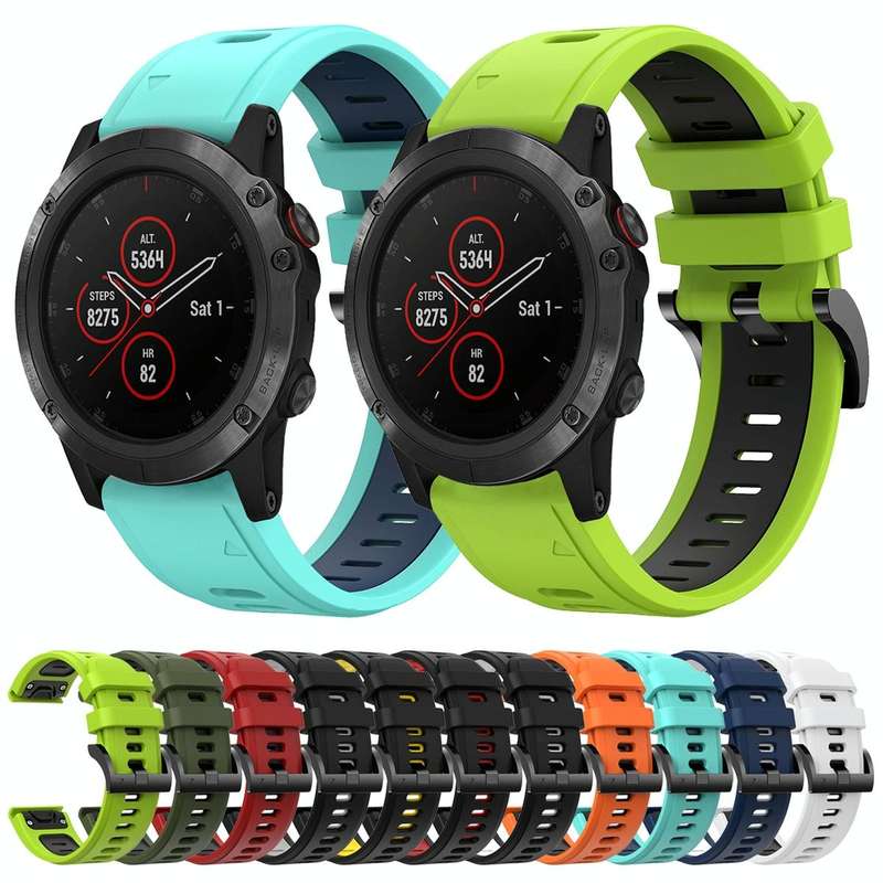For Garmin Fenix 5X Sapphire 26mm Two-Color Sports Silicone Watch Band(Black+Grey)