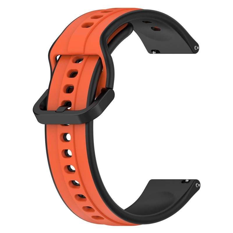 For Garmin Forerunner 55 20mm Convex Loop Two-Color Silicone Watch Band(Orange+Black)
