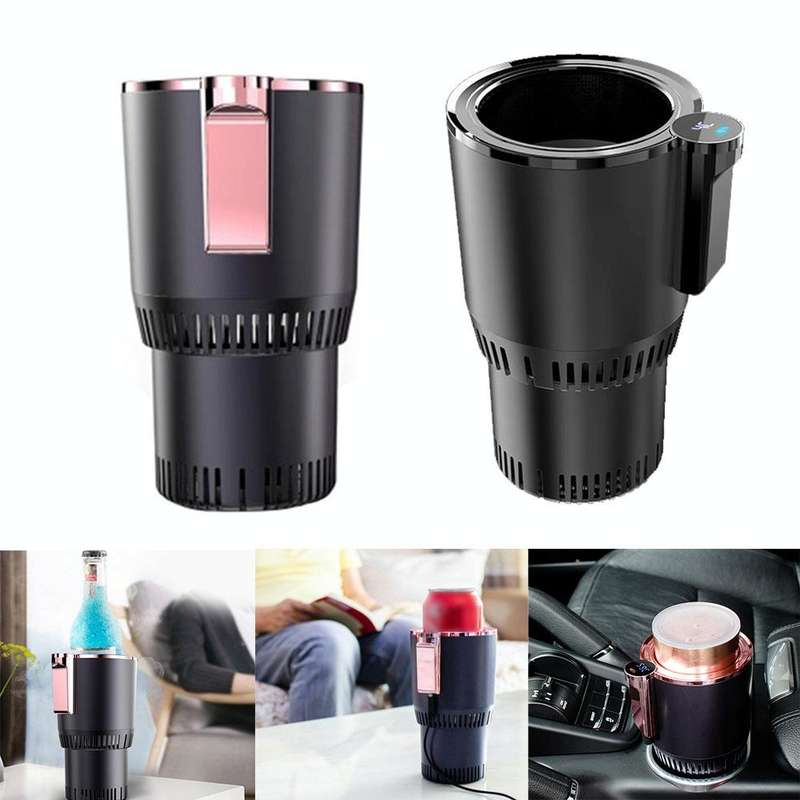 2-in-1 Smart Car Cup Cooler Outdoor Travel Heater Portable Auto Mini Refrigerator 12V Cooling Hea...
