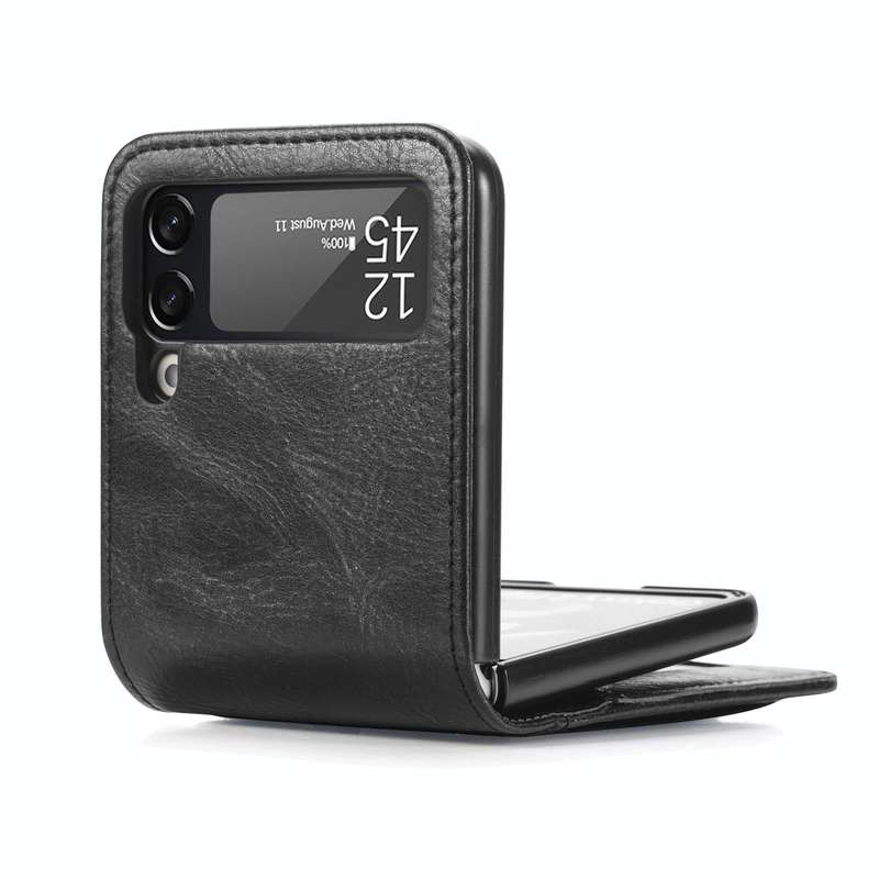 For Samsung Galaxy Z Flip3 5G Vertical Flip Card Slot Leather Phone Case(Black)