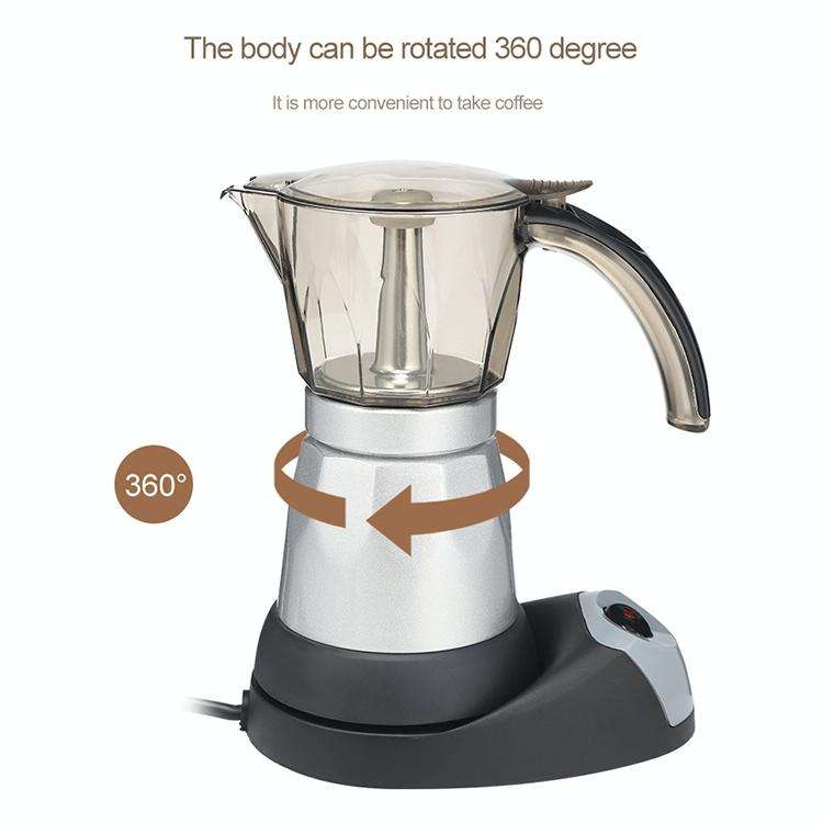 3 to 6 Cup Aluminium Alloy Electric Moka Coffee Pot Percolator EU Plug