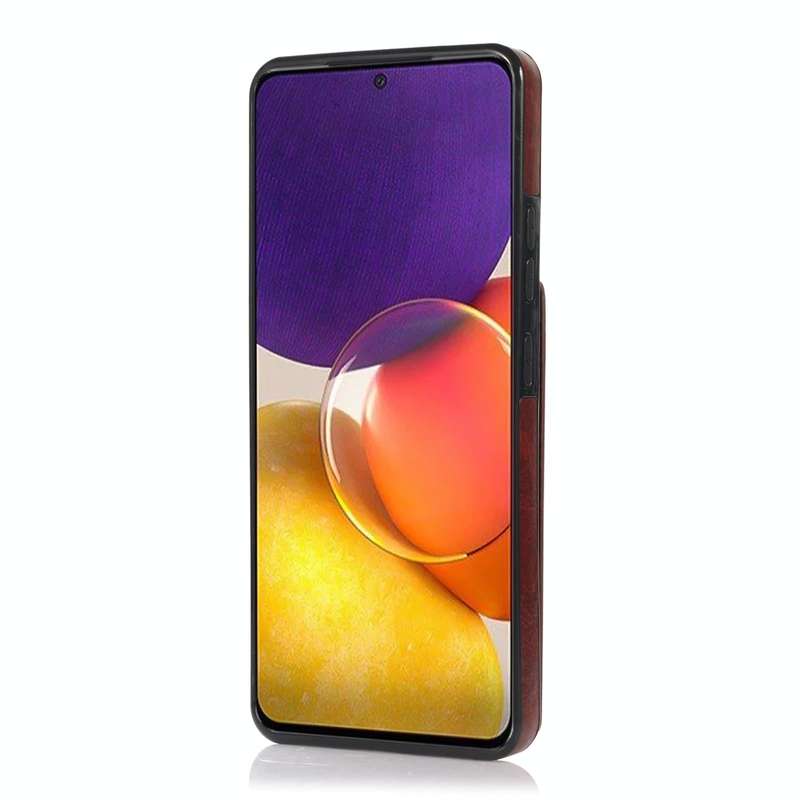 For Samsung Galaxy A73 5G Solid Color PC + TPU Protective Case with Holder & Card Slots(Brown)