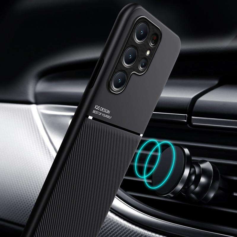 For Samsung Galaxy S24 5G Classic Tilt Strip Grain Magnetic Shockproof PC + TPU Phone Case(Red)
