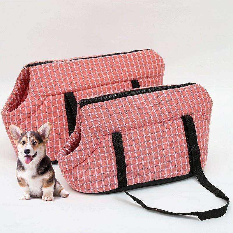 Outside Travel Puppy Dogs Breathable Carrying Plaid Shoulder Bags for Pet Dogs Cats, Size:S (Pink)
