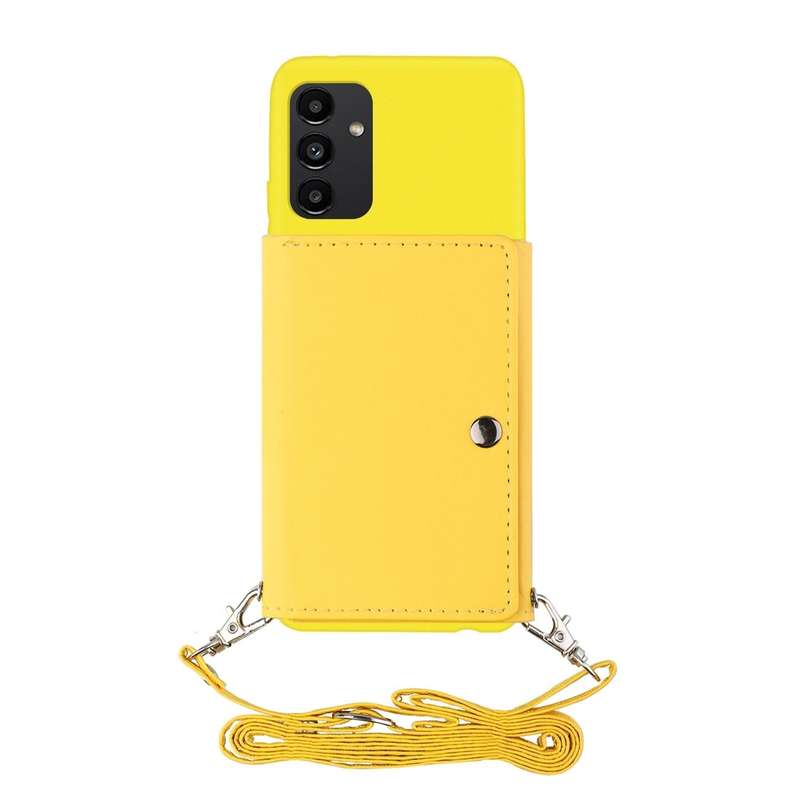 For Samsung Galaxy A54 5G Crossbody Lanyard Wallet Card Bag Phone Case(Yellow)