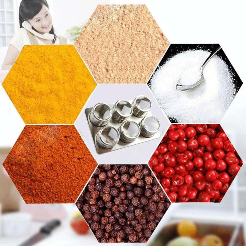 6 in 1 Kitchen Stainless Steel Salt Condiment Set Spice Jars Container Spice Bottles
