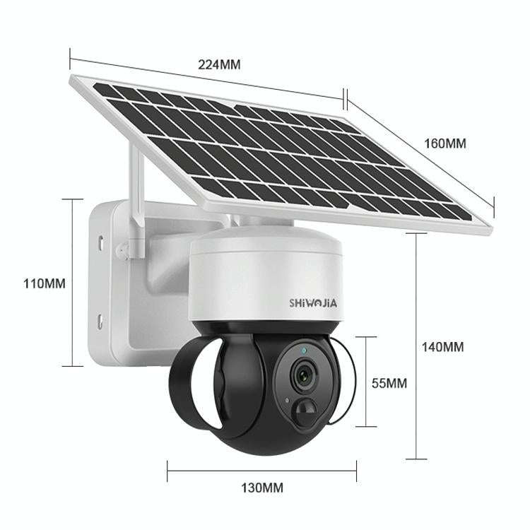 SHIWOJIA IP66 Waterproof 4G 3MP Solar Dome IP Camera, Two-way Audio & PIR Motion Detection & Nigh...