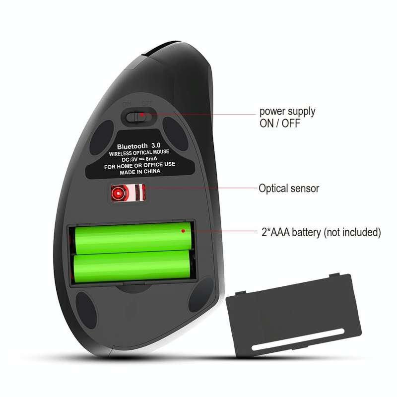 HXSJ T29 Bluetooth 3.0 Wireless Bluetooth 6-Keys 2400 DPI Adjustable Ergonomics Optical Vertical ...