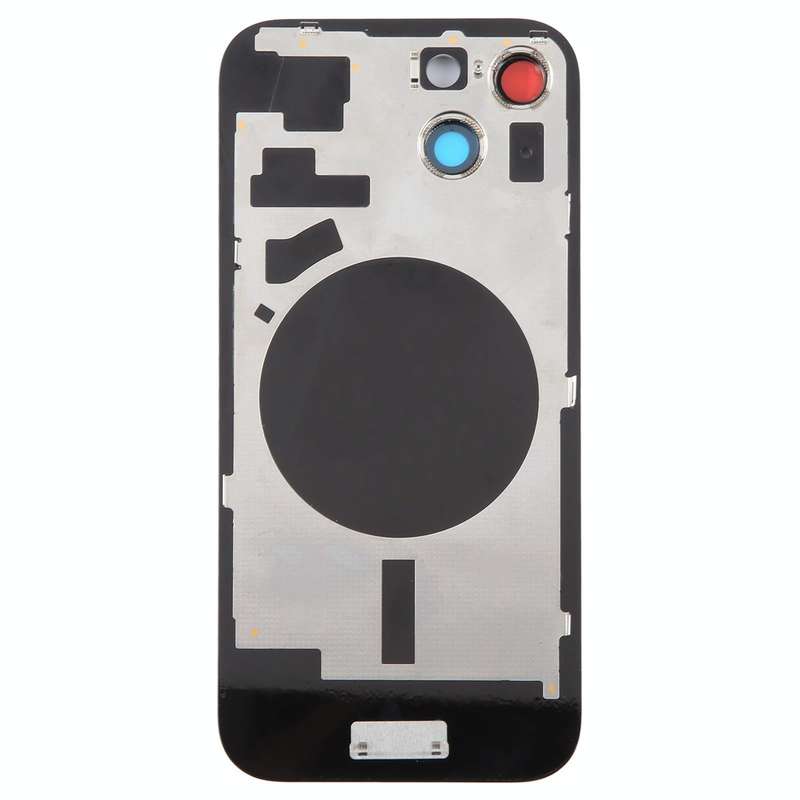 For iPhone 15 Plus Glass Battery Back Cover with Camera Lens Cover(Black)