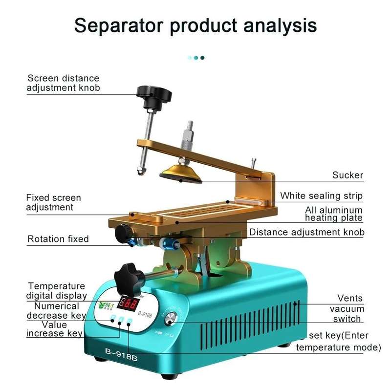 BEST B-918B 7 inch Multi-function Mobile Phone Screen Rotary Separator, EU Plug