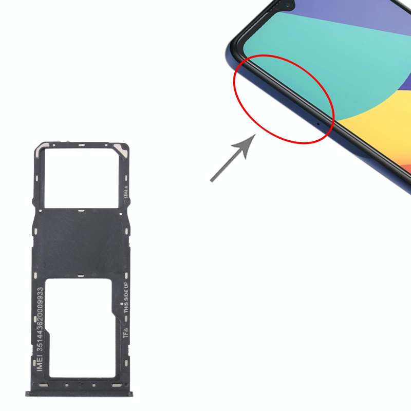For Alcatel 1V 2021 Original SIM Card Tray + Micro SD Card Tray(Black)