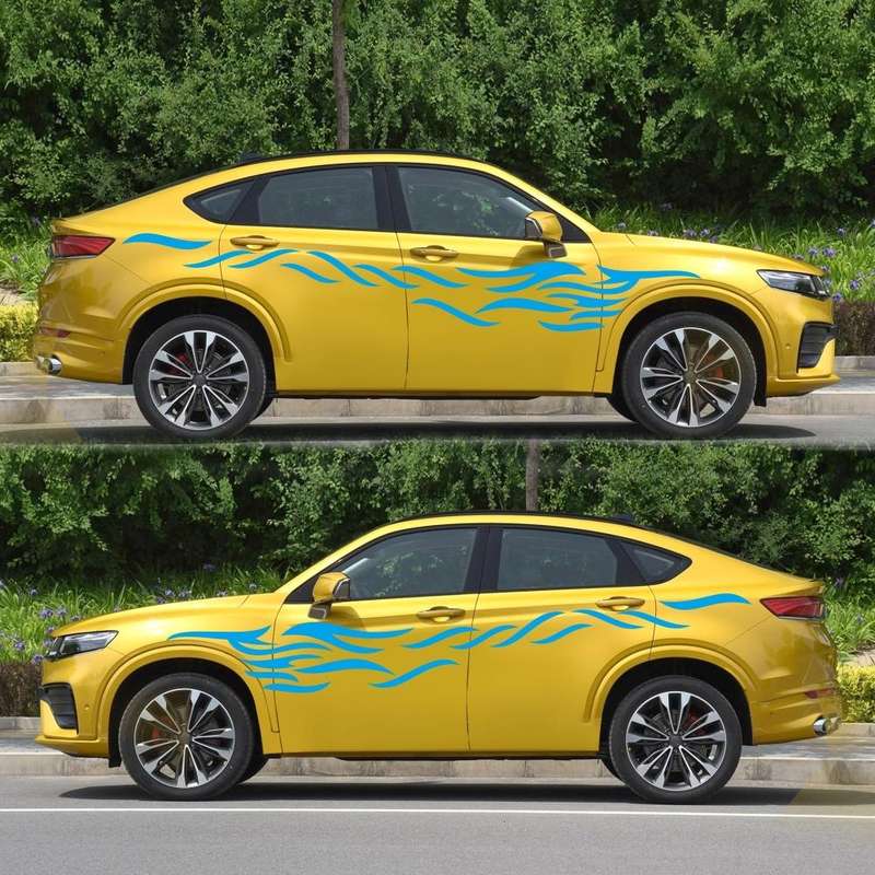 2 PCS/Set D-369 Totem Pattern Car Decorative Sticker(Blue)