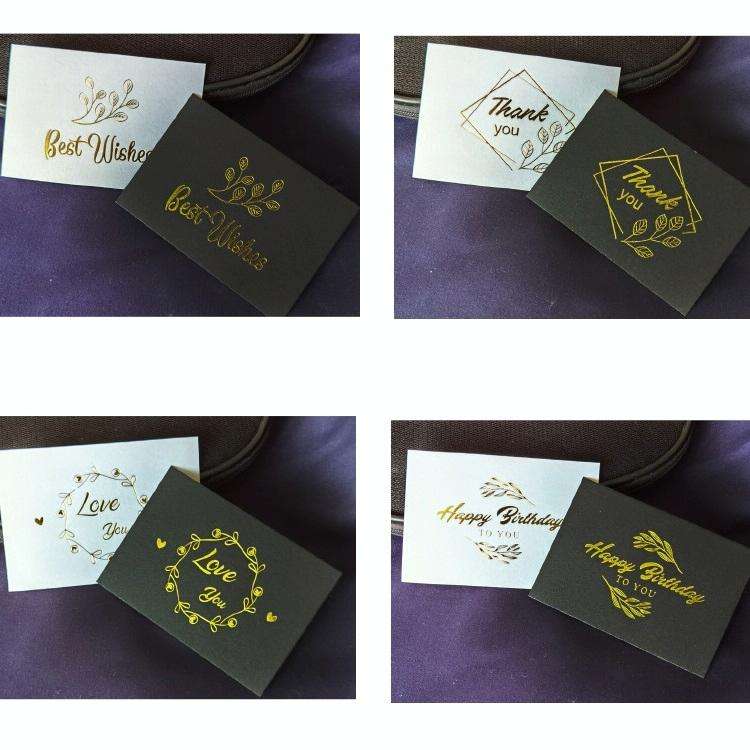 100 PCS Wedding Blessing Card Thank You Message Gift Decoration Card Bronzing Flower Greeting Car...