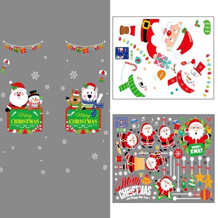 Christmas Wall Stickers Window Glass Festival Wall Stickers Santa Mural New Year Home Decoration(...