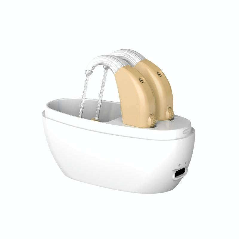 Elderly Use Can Charge Sound Amplifier Hearing Aid, Specification: US Plug(Skin Color Double Mach...