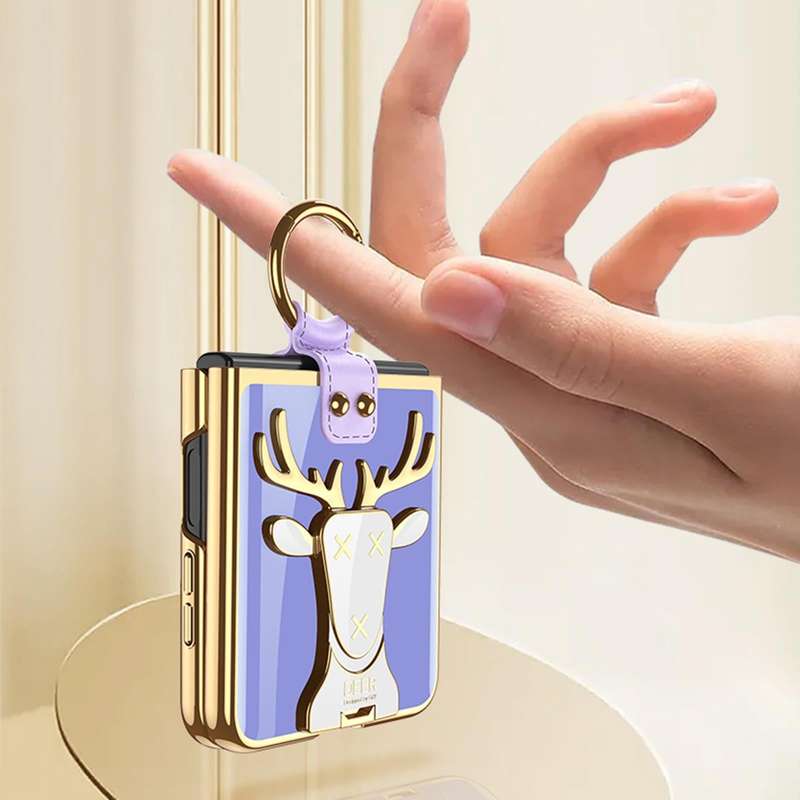 For Samsung Galaxy Z Flip4 GKK Electroplated Integrated Shockproof Phone Case with Ring Holder(Pink)