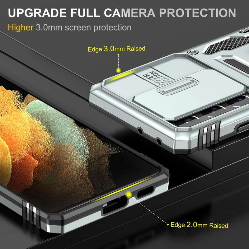 For Samsung Galaxy S21 Ultra 5G Armor PC + TPU Camera Shield Phone Case(Grey)