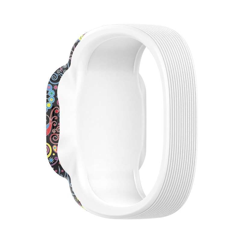 For Garmin Vivofit JR3 No Buckle Silicone Printing Watch Band, Size:L(Peacock)