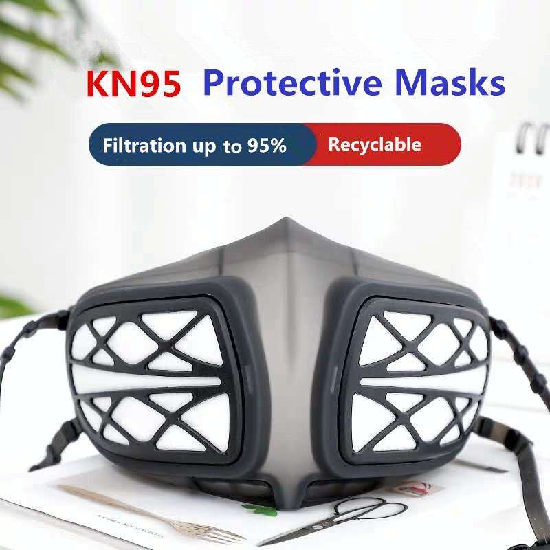Silicone Protective Reusable PM2.5 KN95 Respirator Mask Replaceable Filter Antivirus Anti-fog Fac...
