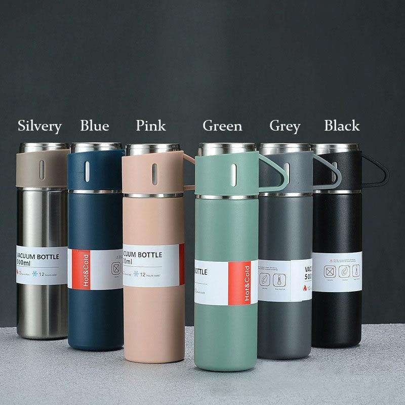 500ml 304 Stainless Steel Thermos Cup Portable Business Tea Cup,Spec: Gift Box Set(Black)