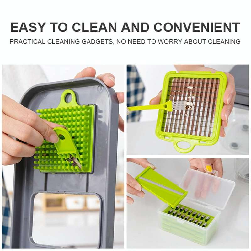 22 in 1 Multifunctional Food Chopper Grater Onion Dicer Veggie Cutter with 13 Stainless Steel Bla...